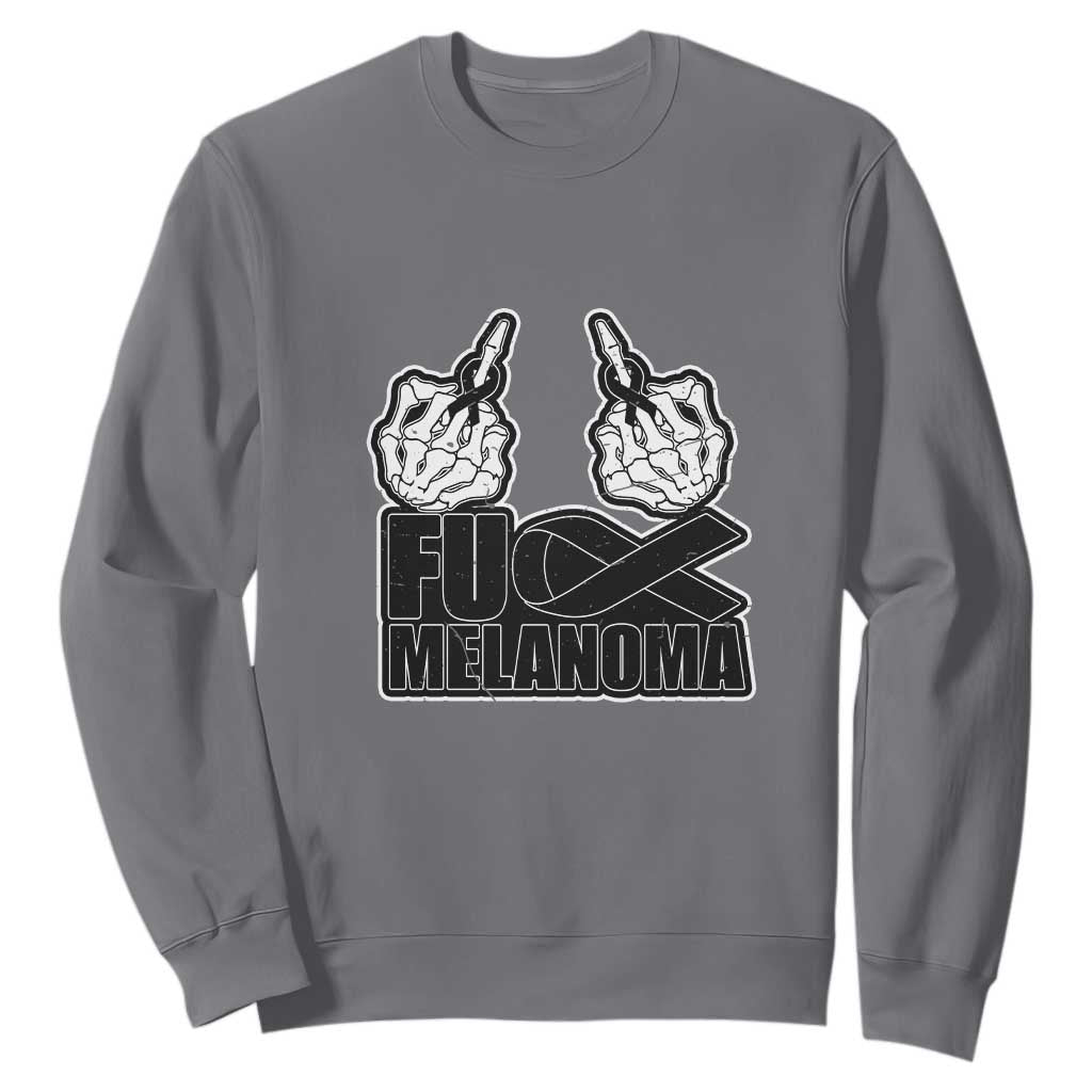 Skeleton Hand Fuck Melanoma Sweatshirt Black Ribbon Support