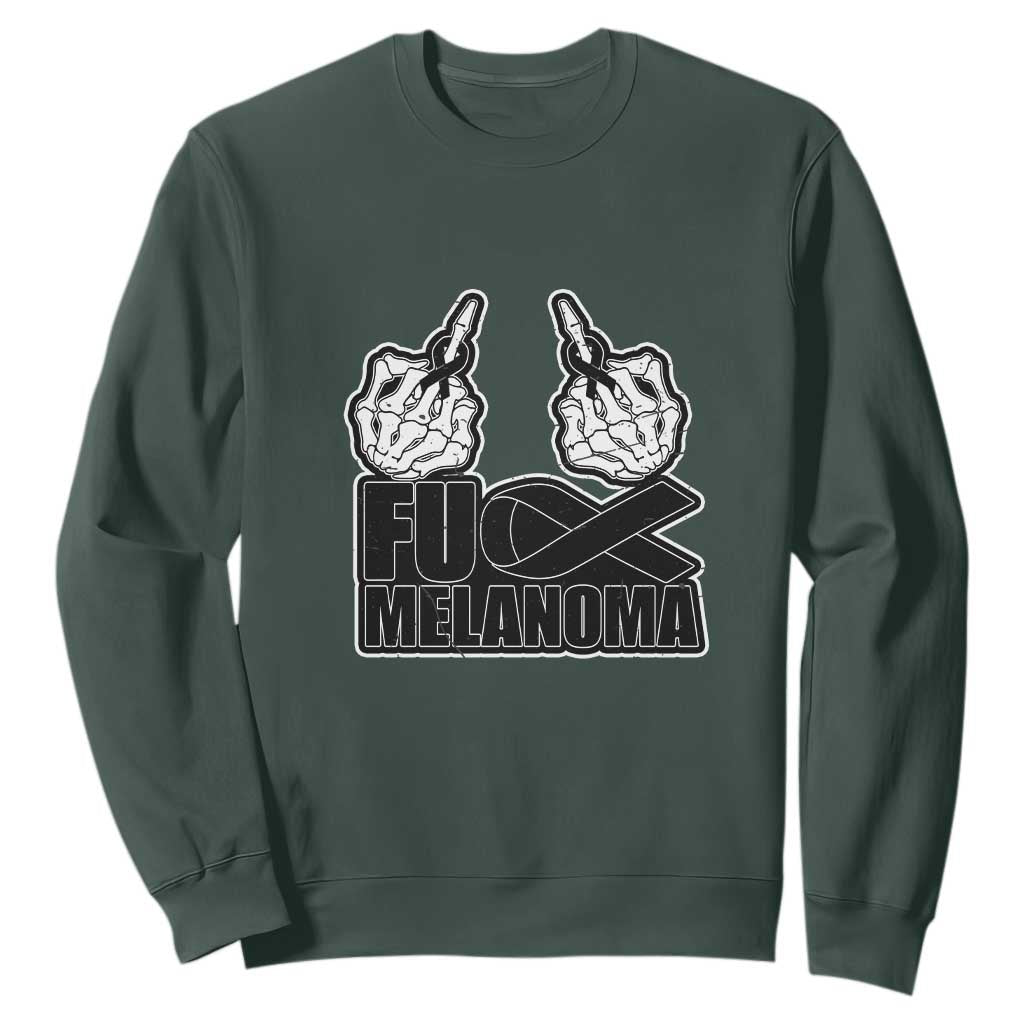 Skeleton Hand Fuck Melanoma Sweatshirt Black Ribbon Support