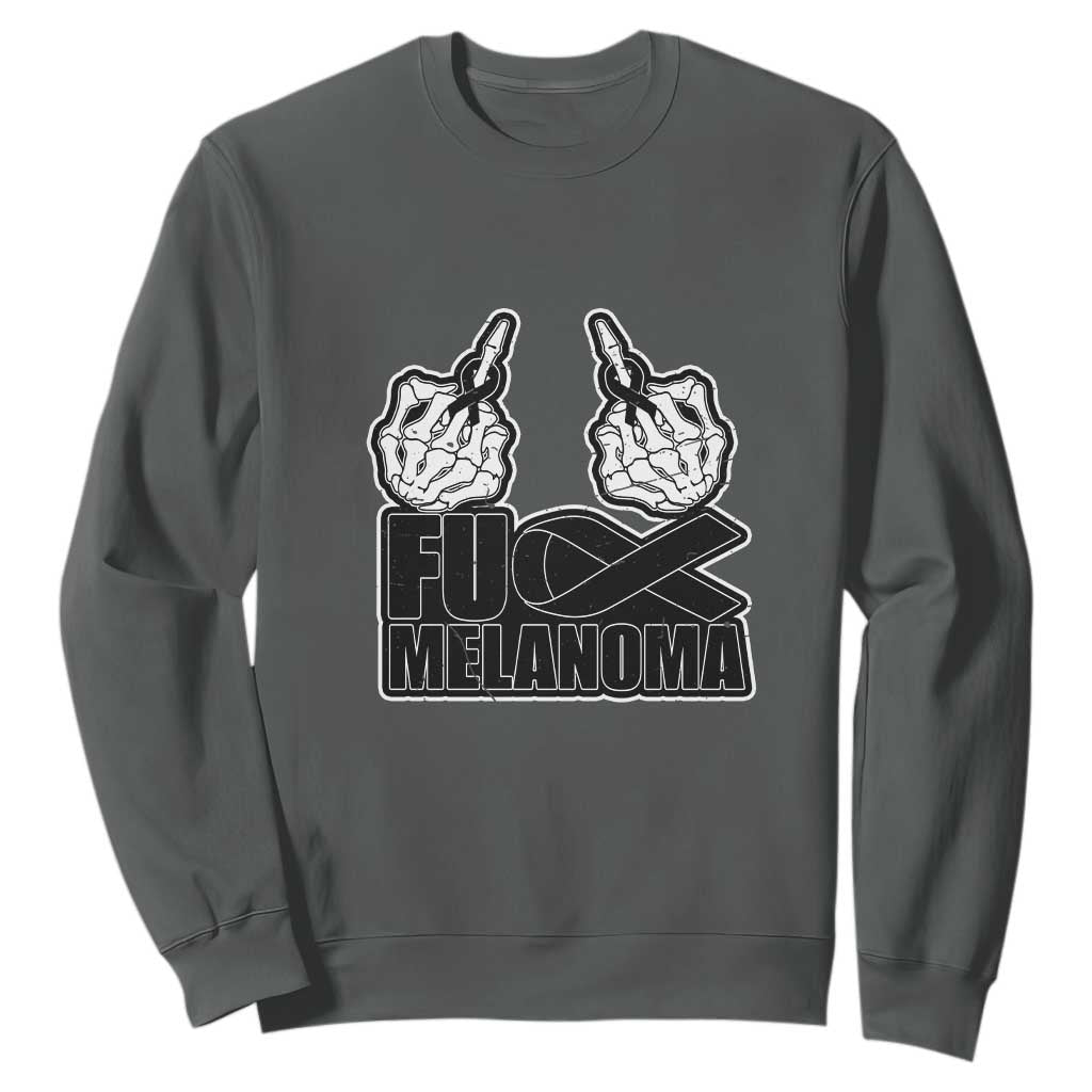 Skeleton Hand Fuck Melanoma Sweatshirt Black Ribbon Support