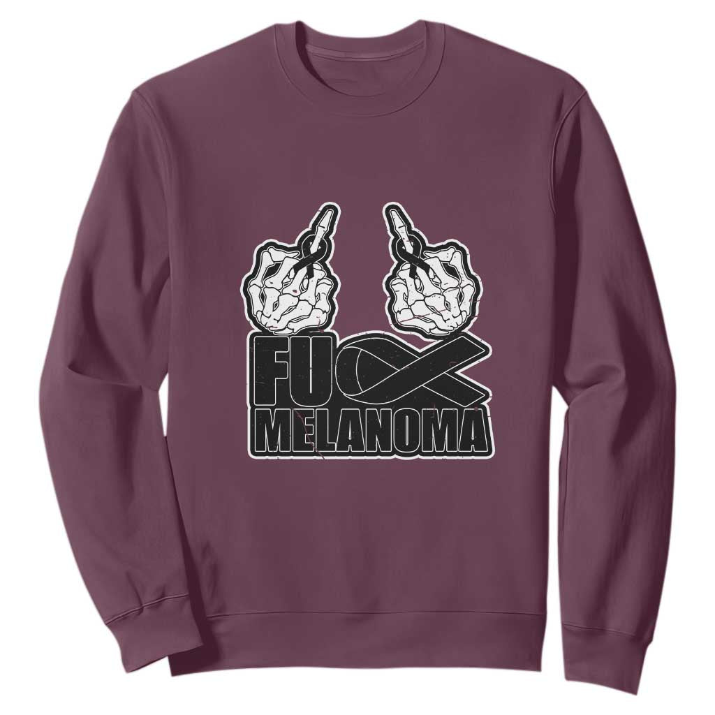 Skeleton Hand Fuck Melanoma Sweatshirt Black Ribbon Support