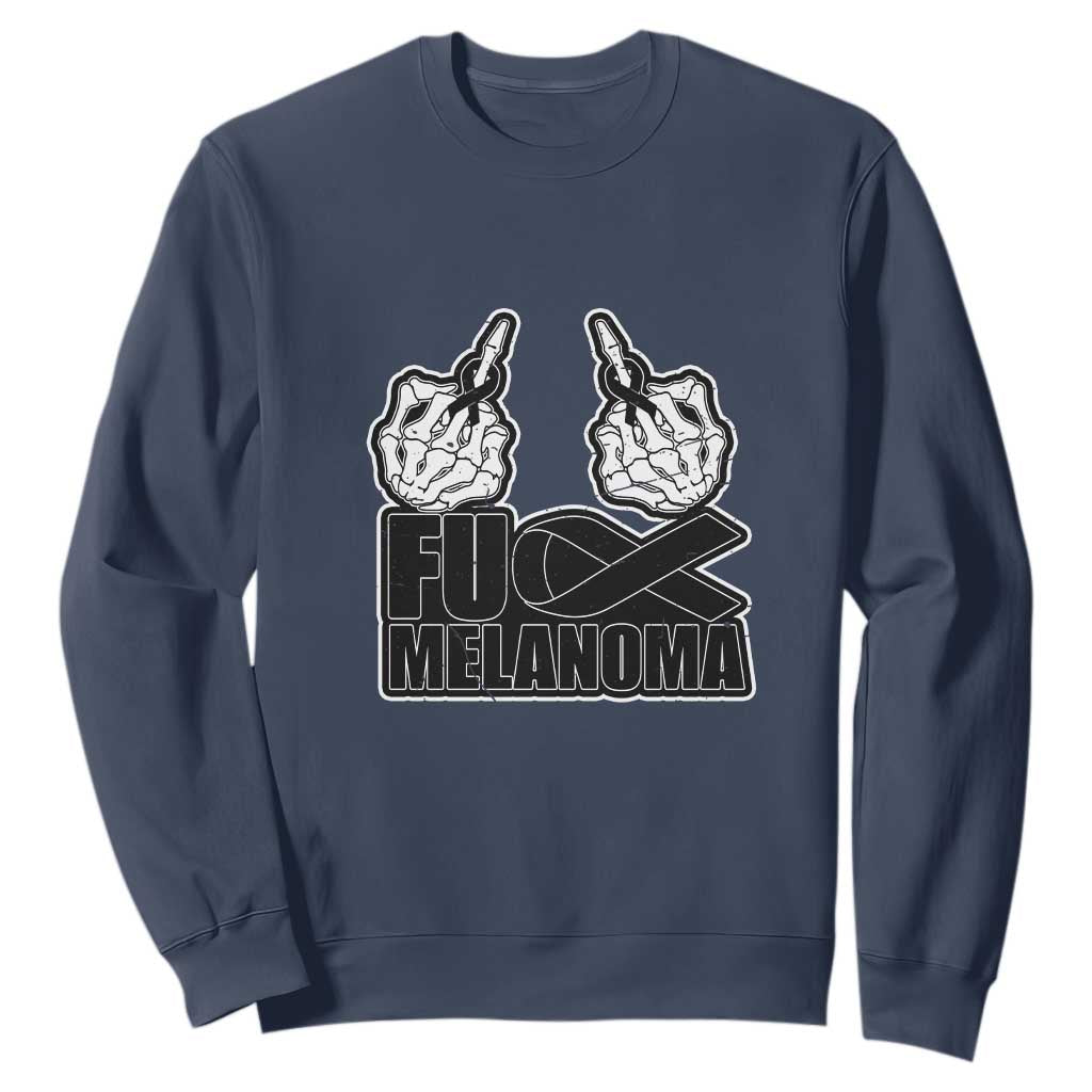 Skeleton Hand Fuck Melanoma Sweatshirt Black Ribbon Support