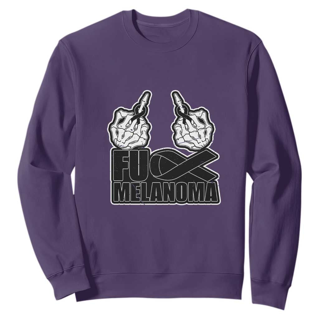 Skeleton Hand Fuck Melanoma Sweatshirt Black Ribbon Support
