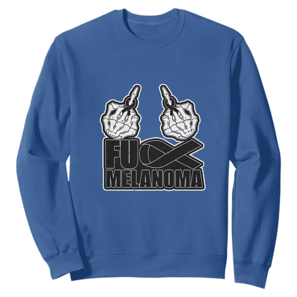Skeleton Hand Fuck Melanoma Sweatshirt Black Ribbon Support