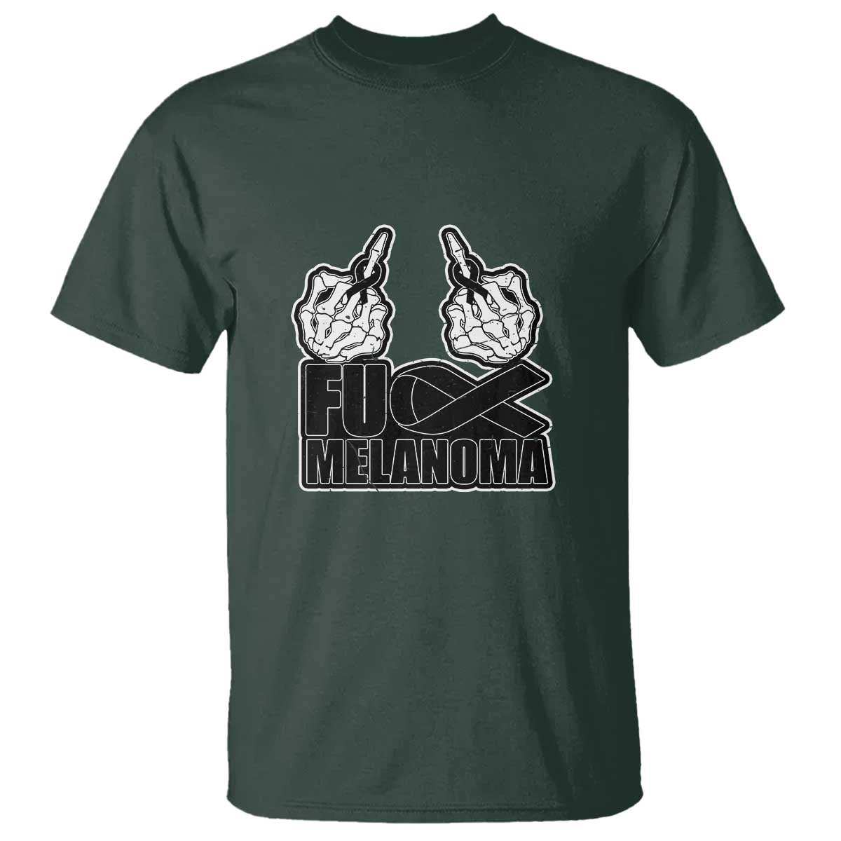 Skeleton Hand Fuck Melanoma T Shirt Black Ribbon Support