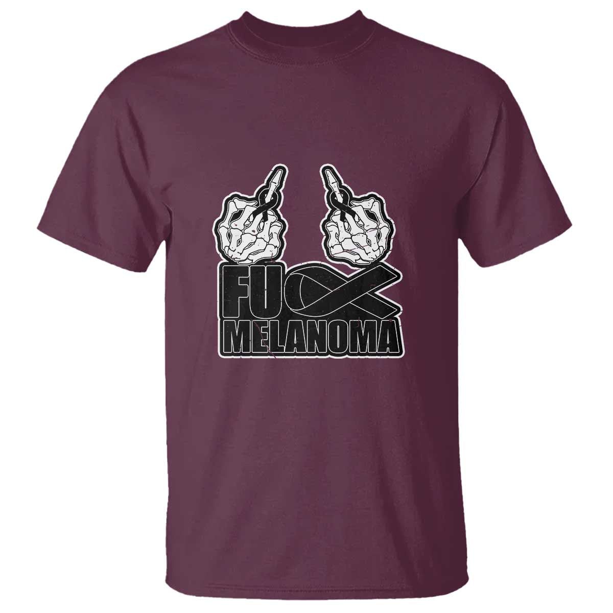 Skeleton Hand Fuck Melanoma T Shirt Black Ribbon Support
