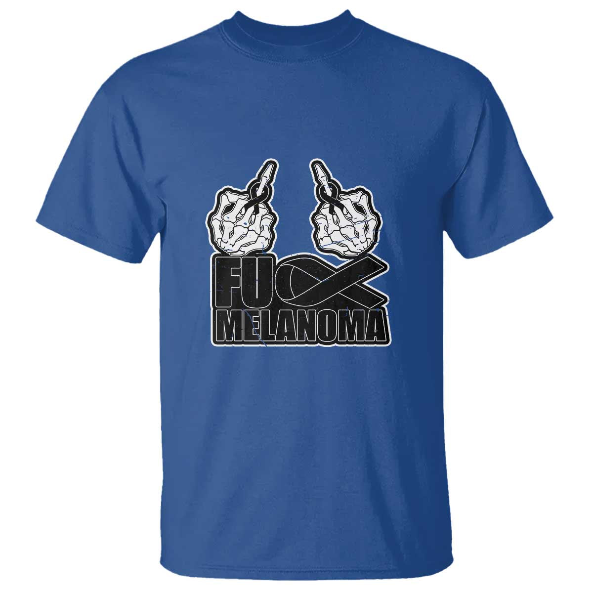 Skeleton Hand Fuck Melanoma T Shirt Black Ribbon Support