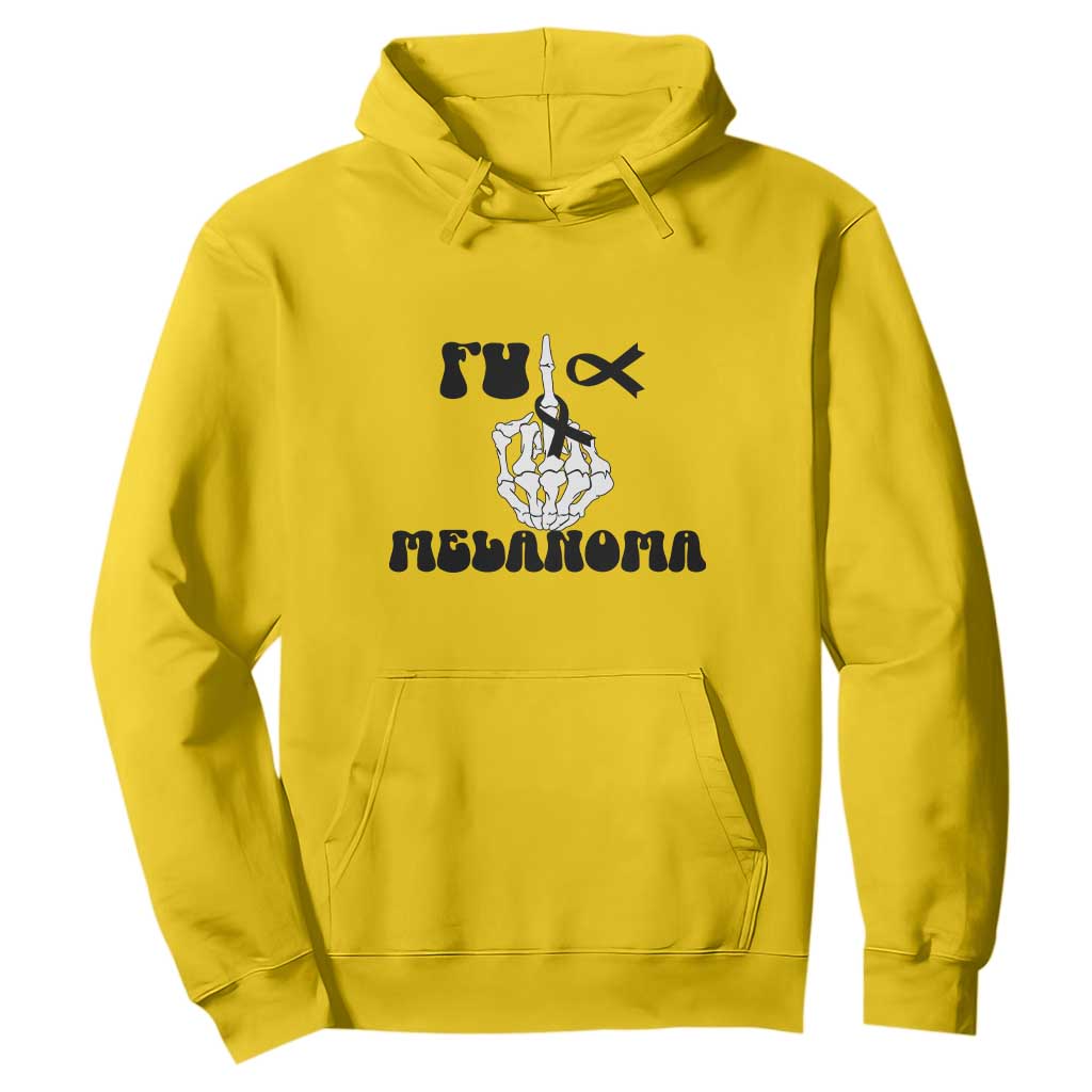 Fuck Melanoma Skeleton Hand Hoodie Skin Cancer Warrior Ribbon Gift