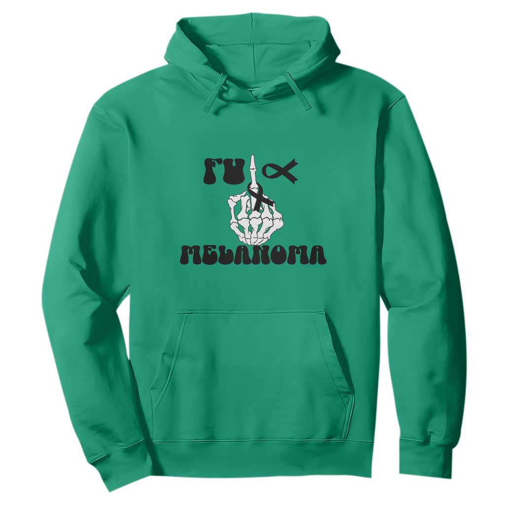 Fuck Melanoma Skeleton Hand Hoodie Skin Cancer Warrior Ribbon Gift