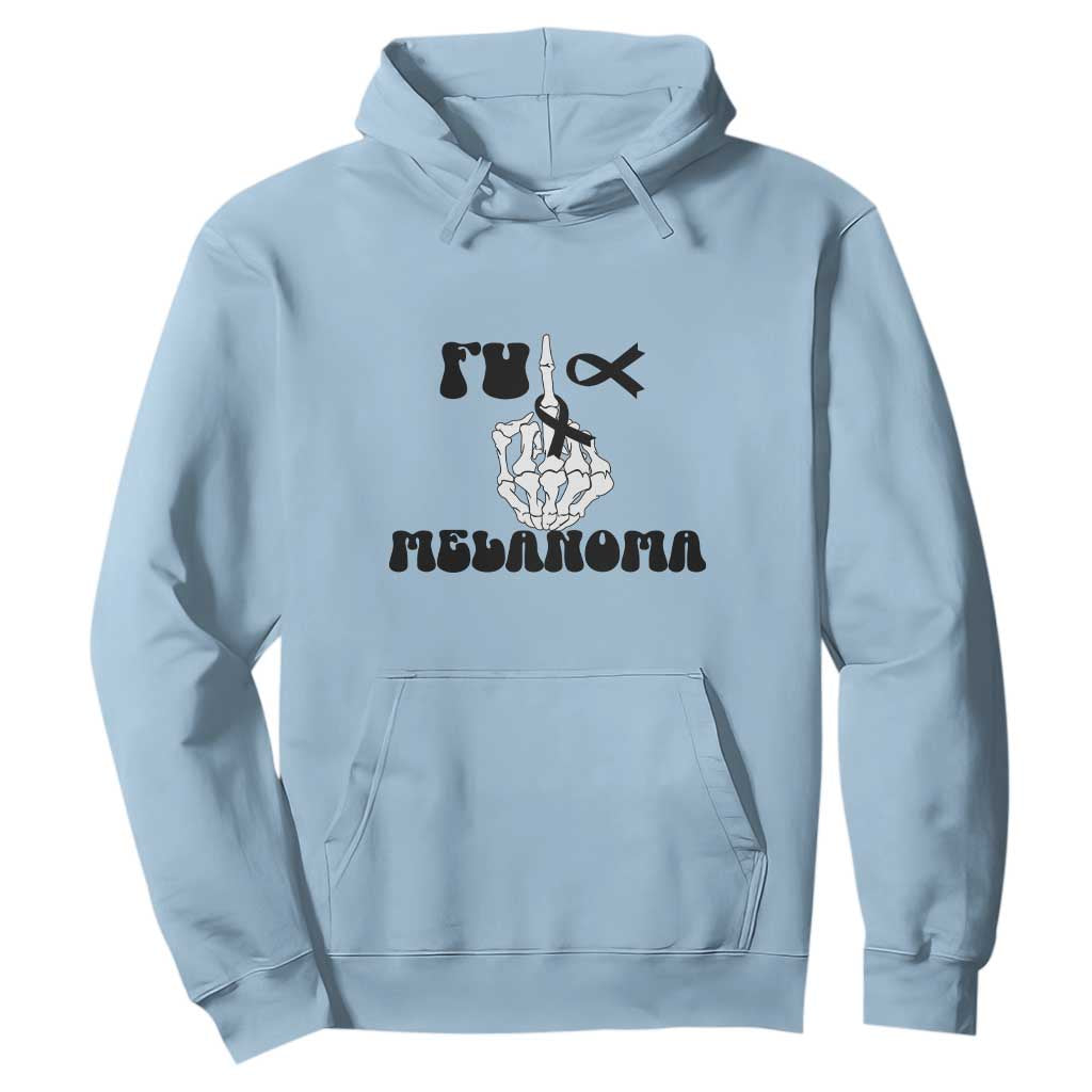 Fuck Melanoma Skeleton Hand Hoodie Skin Cancer Warrior Ribbon Gift
