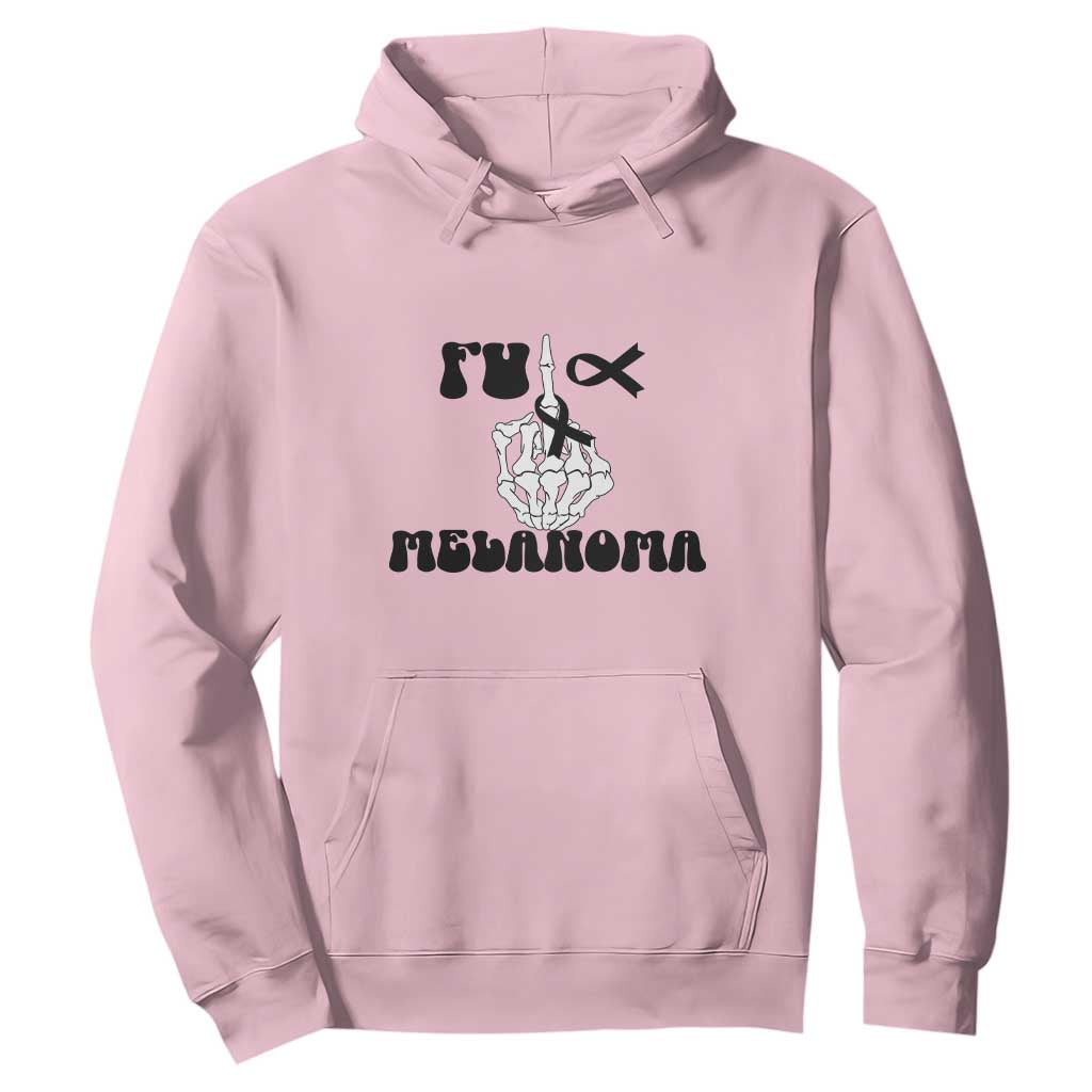 Fuck Melanoma Skeleton Hand Hoodie Skin Cancer Warrior Ribbon Gift