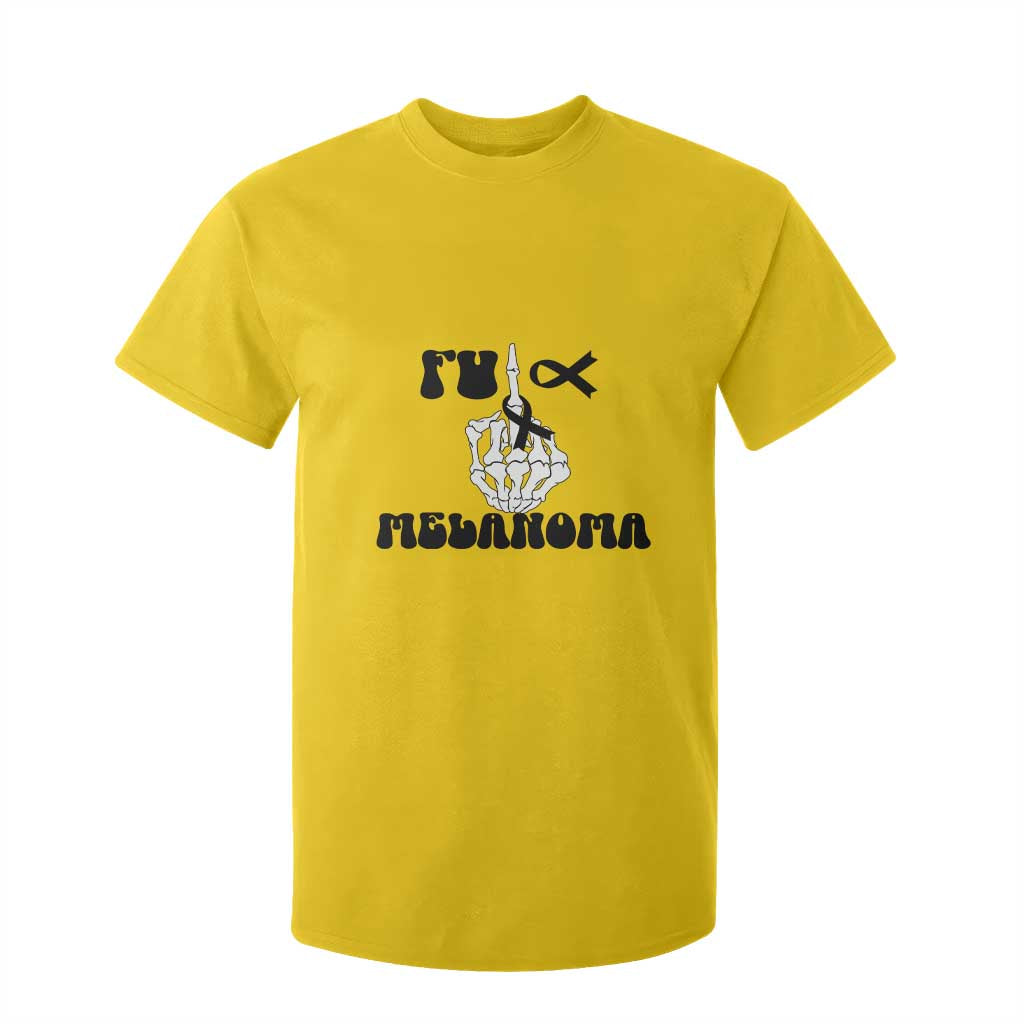 Fuck Melanoma Skeleton Hand T Shirt For Kid Skin Cancer Warrior Ribbon Gift
