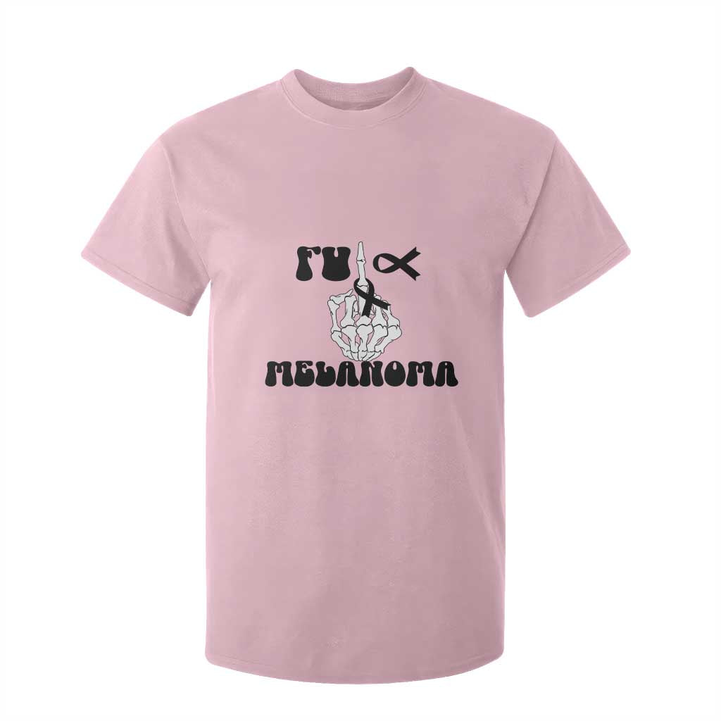 Fuck Melanoma Skeleton Hand T Shirt For Kid Skin Cancer Warrior Ribbon Gift