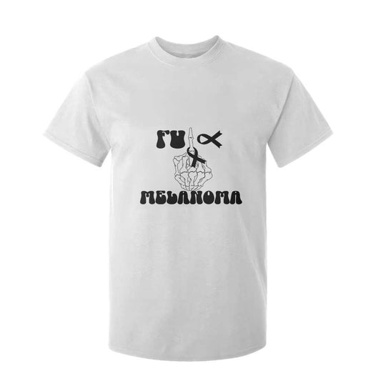 Fuck Melanoma Skeleton Hand T Shirt For Kid Skin Cancer Warrior Ribbon Gift