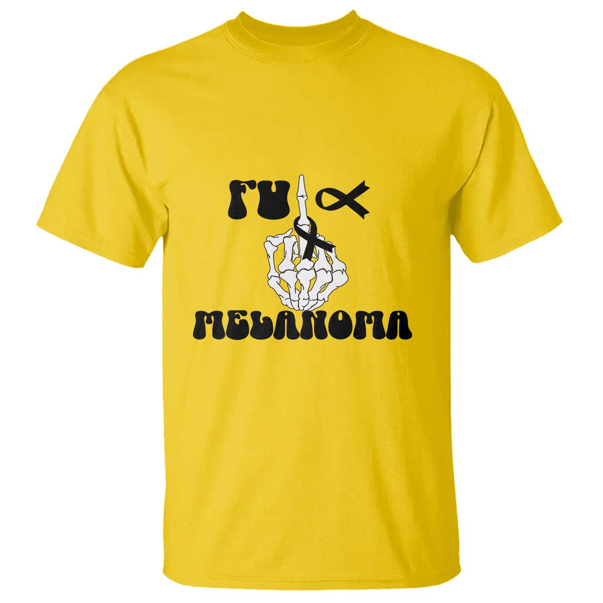 Fuck Melanoma Skeleton Hand T Shirt Skin Cancer Warrior Ribbon Gift