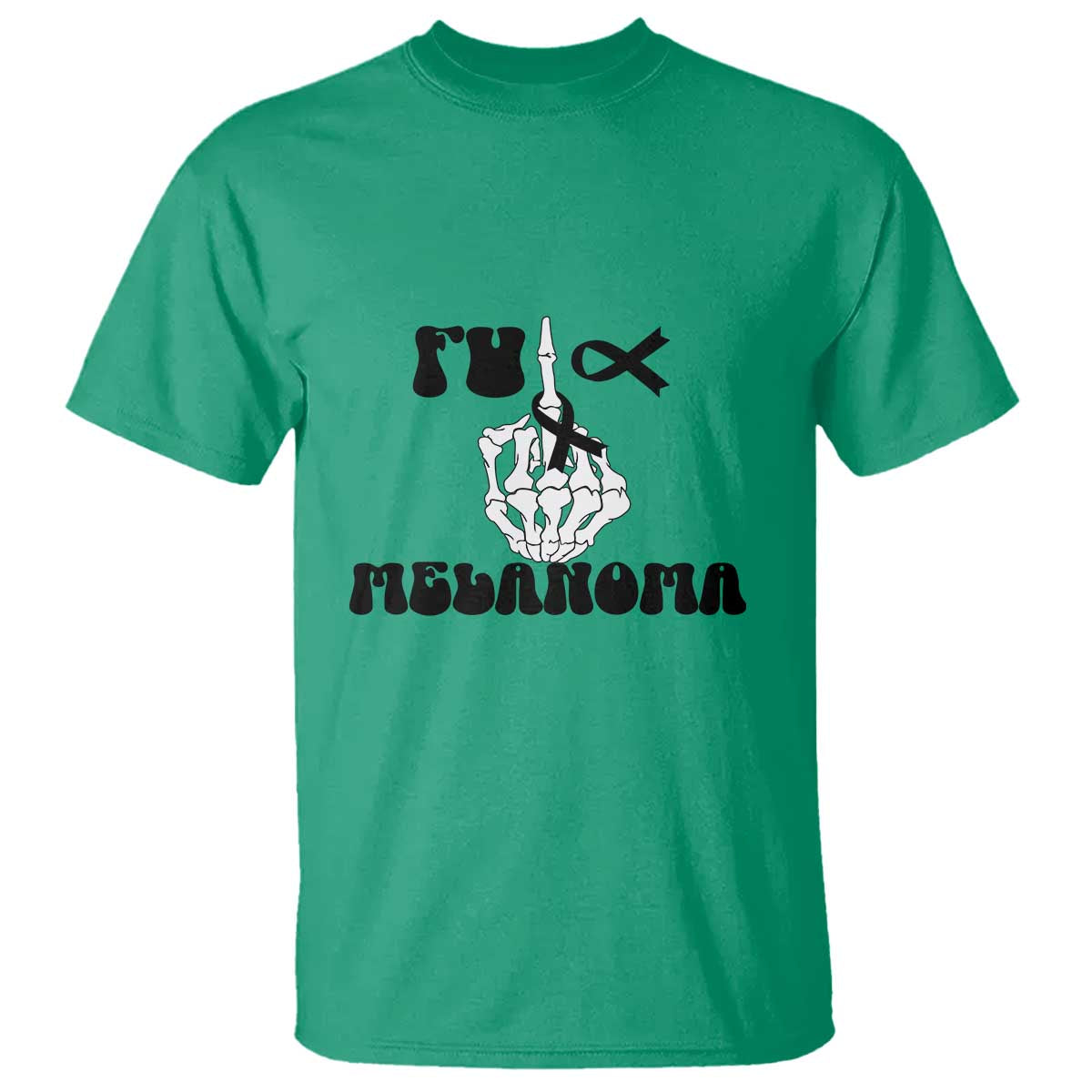 Fuck Melanoma Skeleton Hand T Shirt Skin Cancer Warrior Ribbon Gift