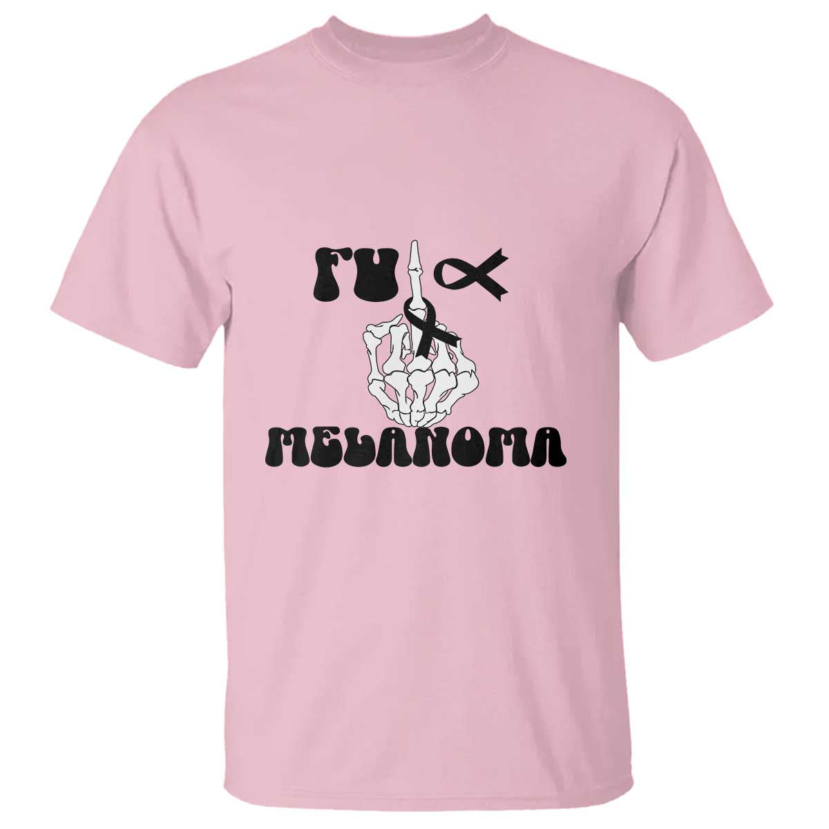 Fuck Melanoma Skeleton Hand T Shirt Skin Cancer Warrior Ribbon Gift