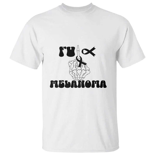 Fuck Melanoma Skeleton Hand T Shirt Skin Cancer Warrior Ribbon Gift