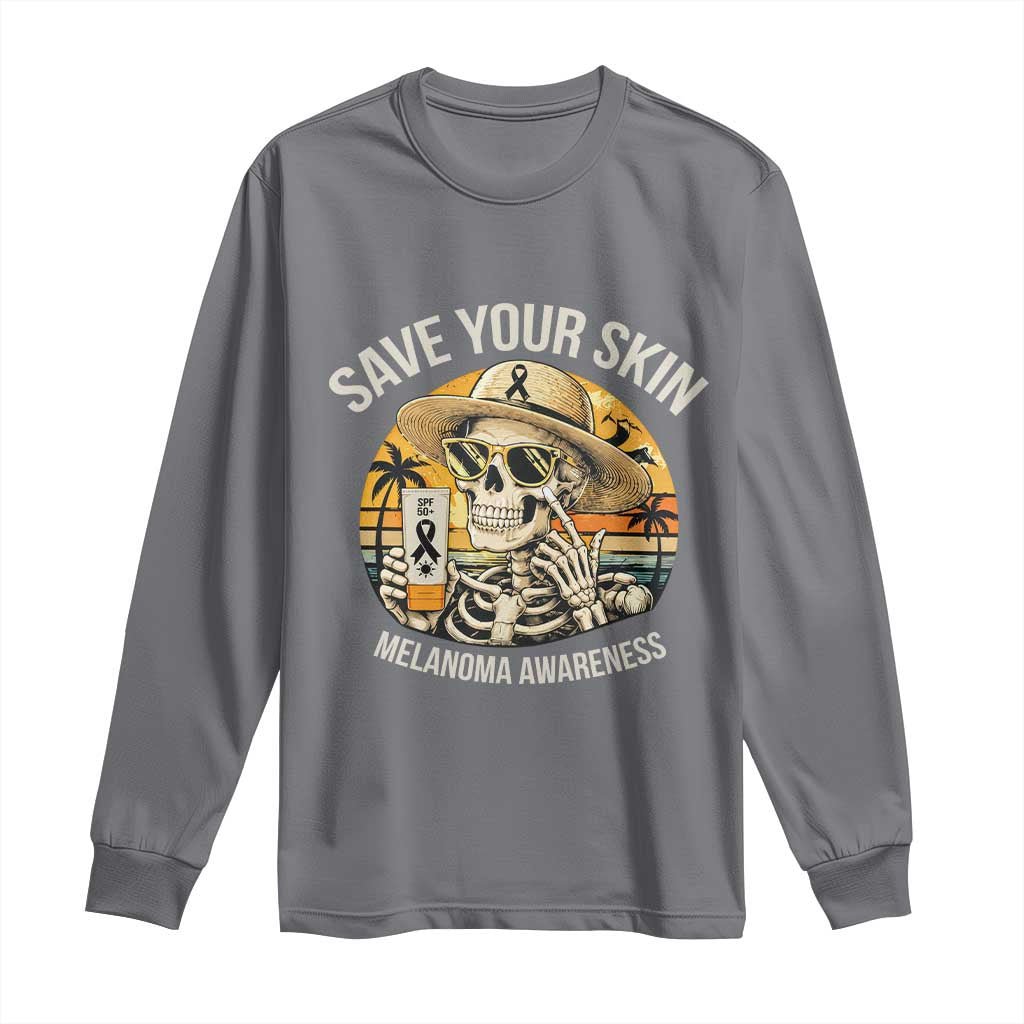 Funny Melanoma Cancer Graphic Long Sleeve Shirt Save Your Skin