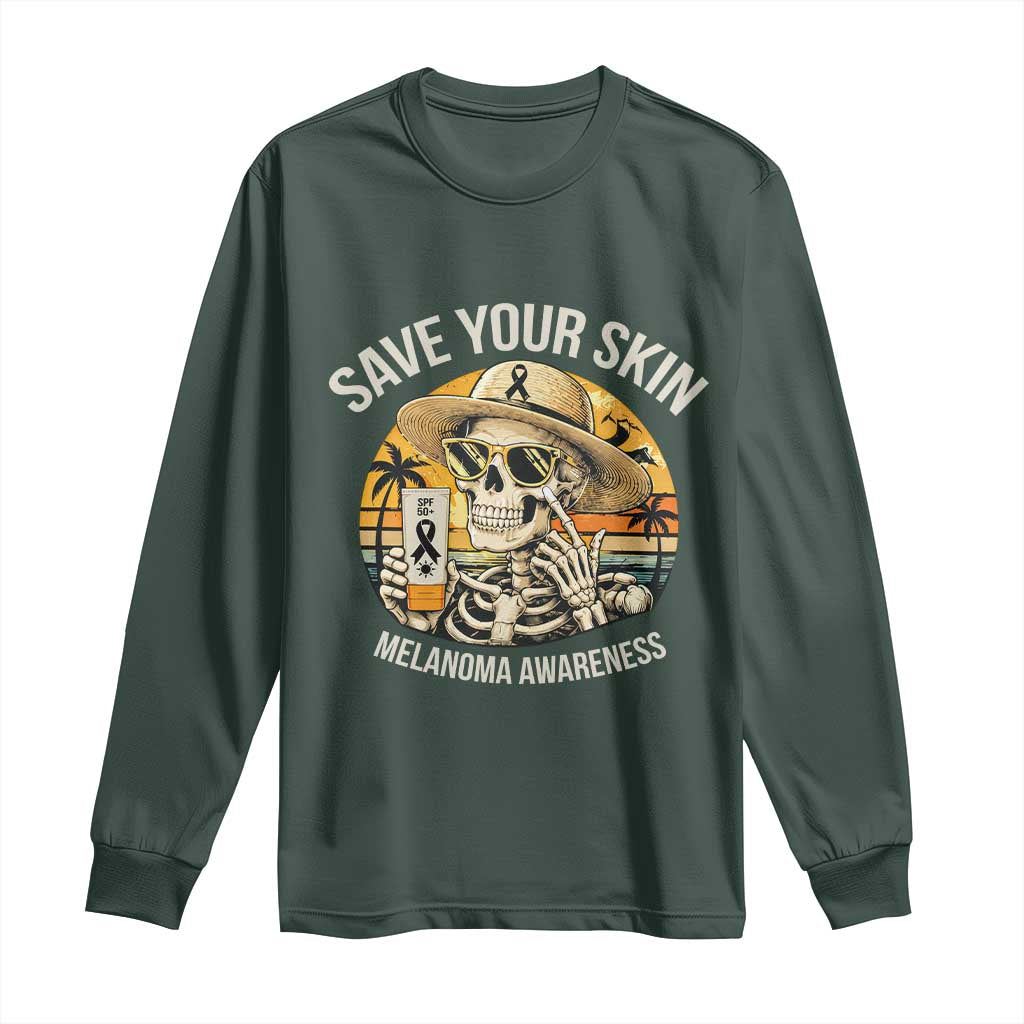 Funny Melanoma Cancer Graphic Long Sleeve Shirt Save Your Skin