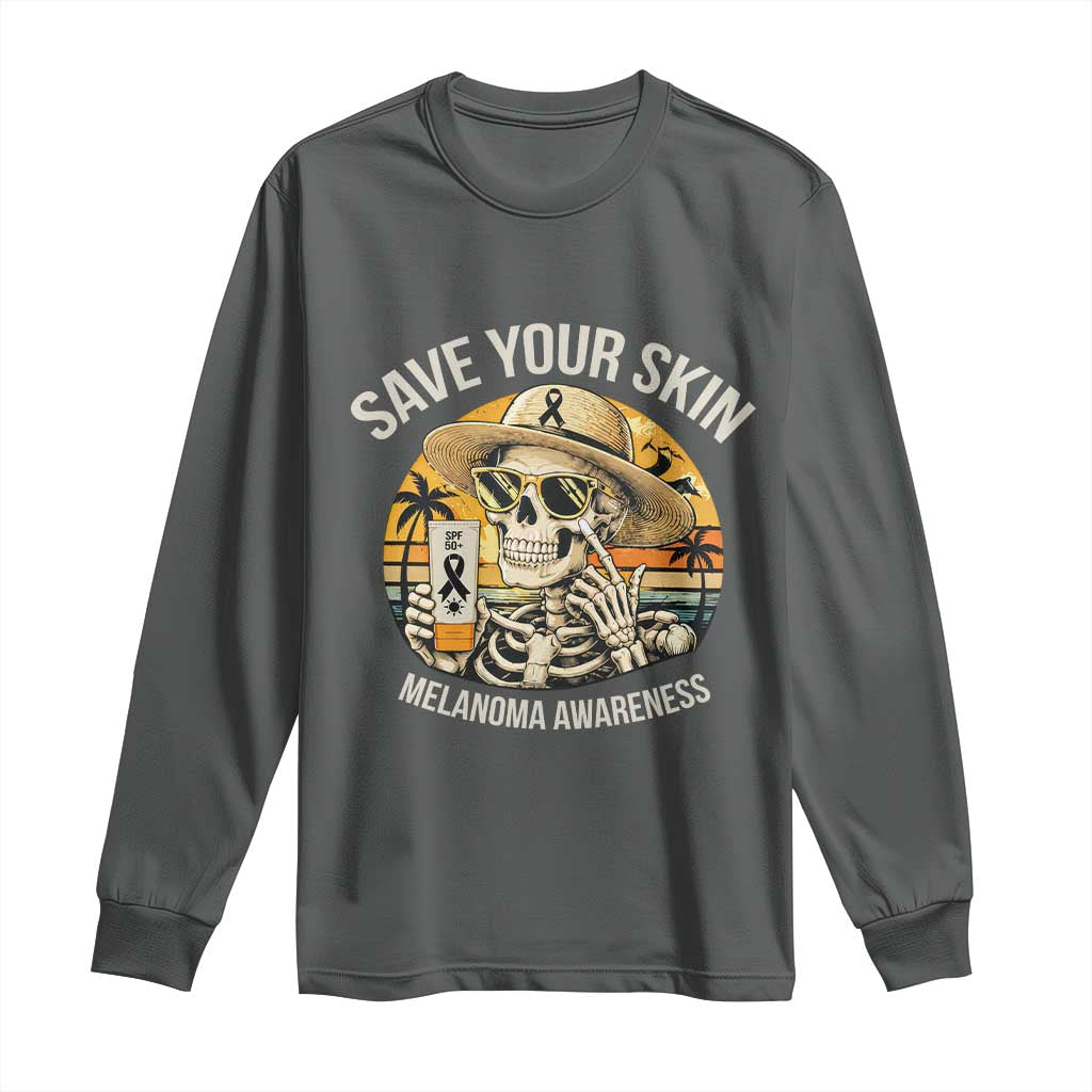 Funny Melanoma Cancer Graphic Long Sleeve Shirt Save Your Skin