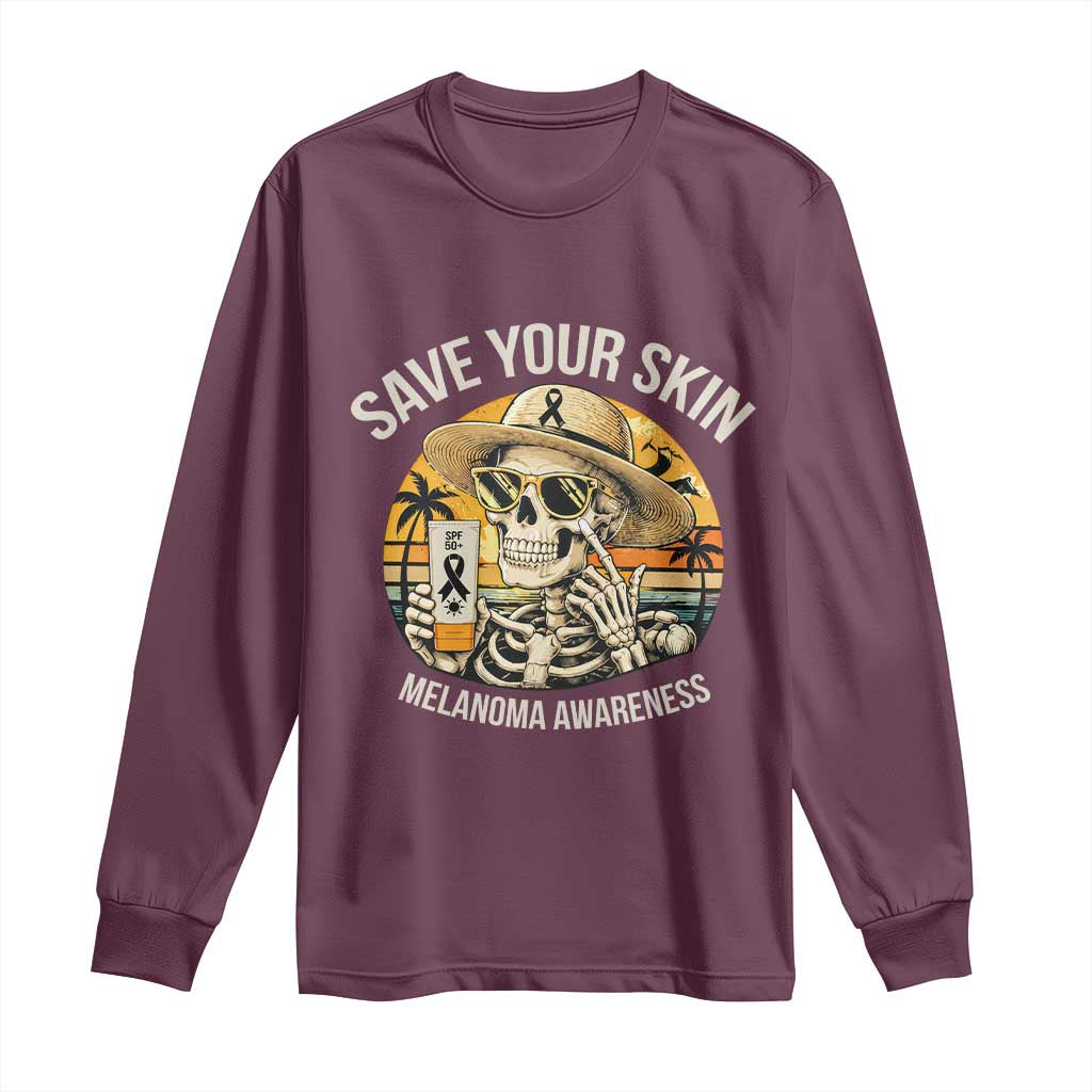 Funny Melanoma Cancer Graphic Long Sleeve Shirt Save Your Skin