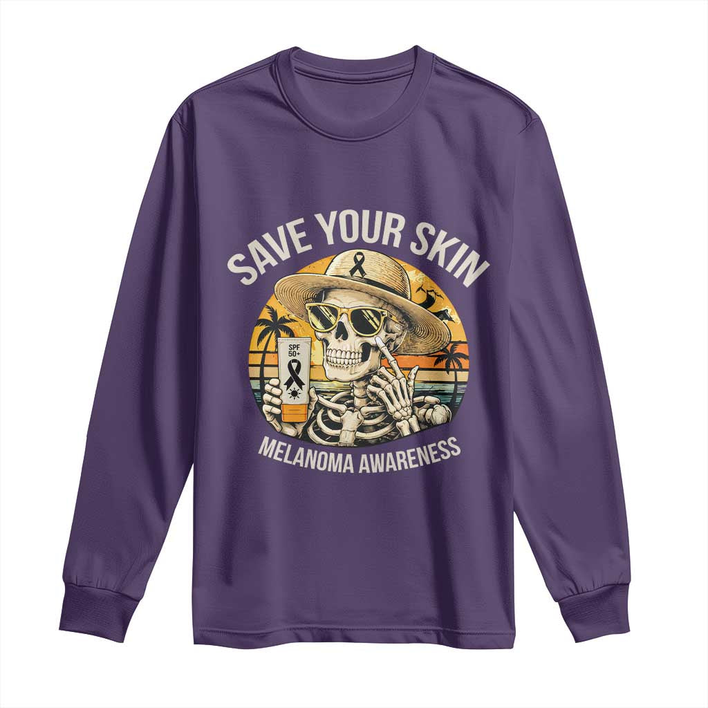 Funny Melanoma Cancer Graphic Long Sleeve Shirt Save Your Skin