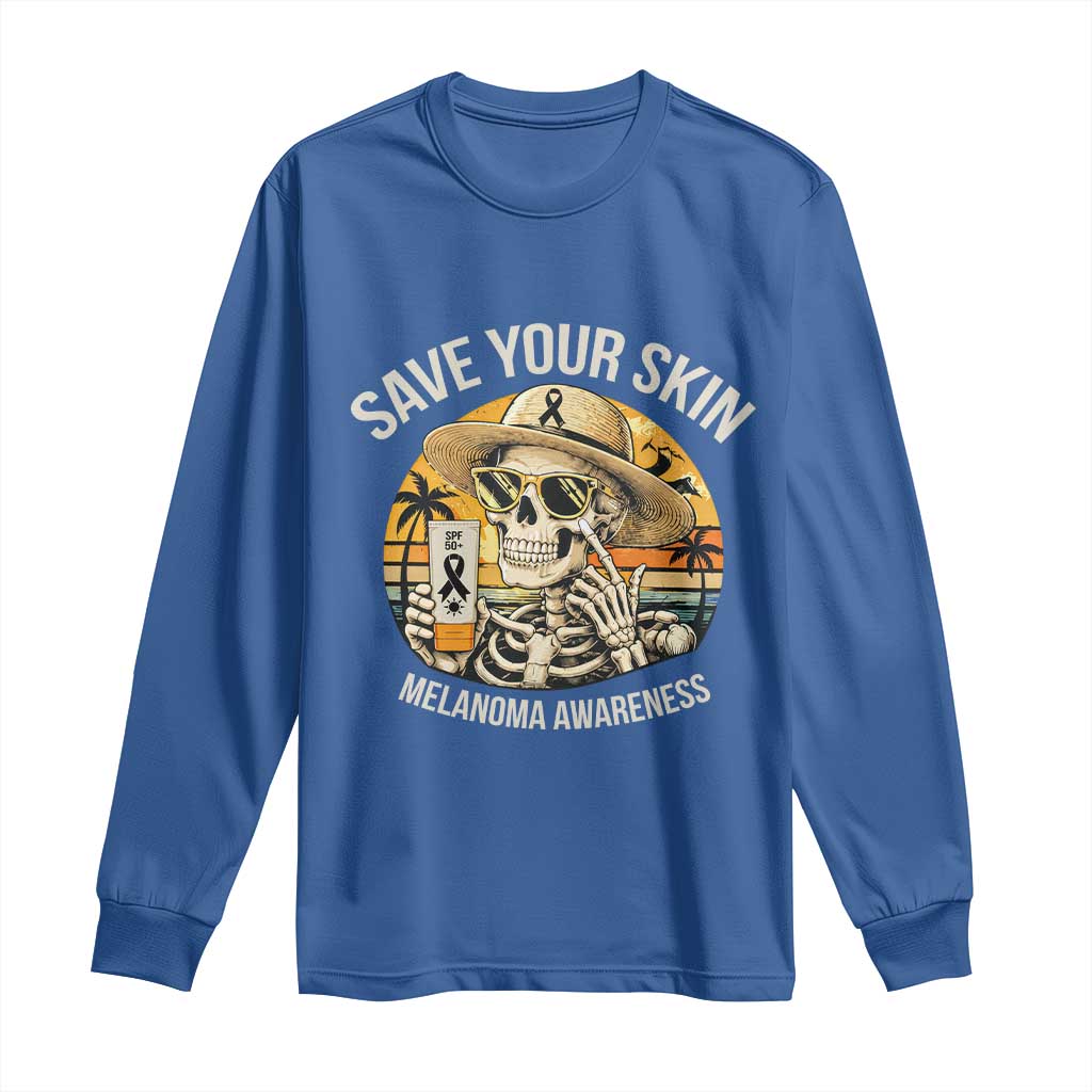 Funny Melanoma Cancer Graphic Long Sleeve Shirt Save Your Skin