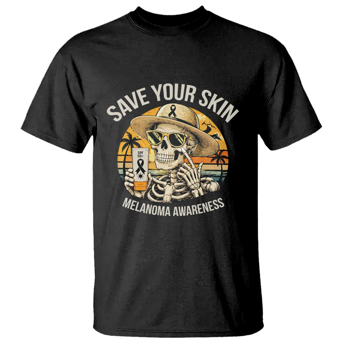 Funny Melanoma Cancer Graphic T Shirt Save Your Skin