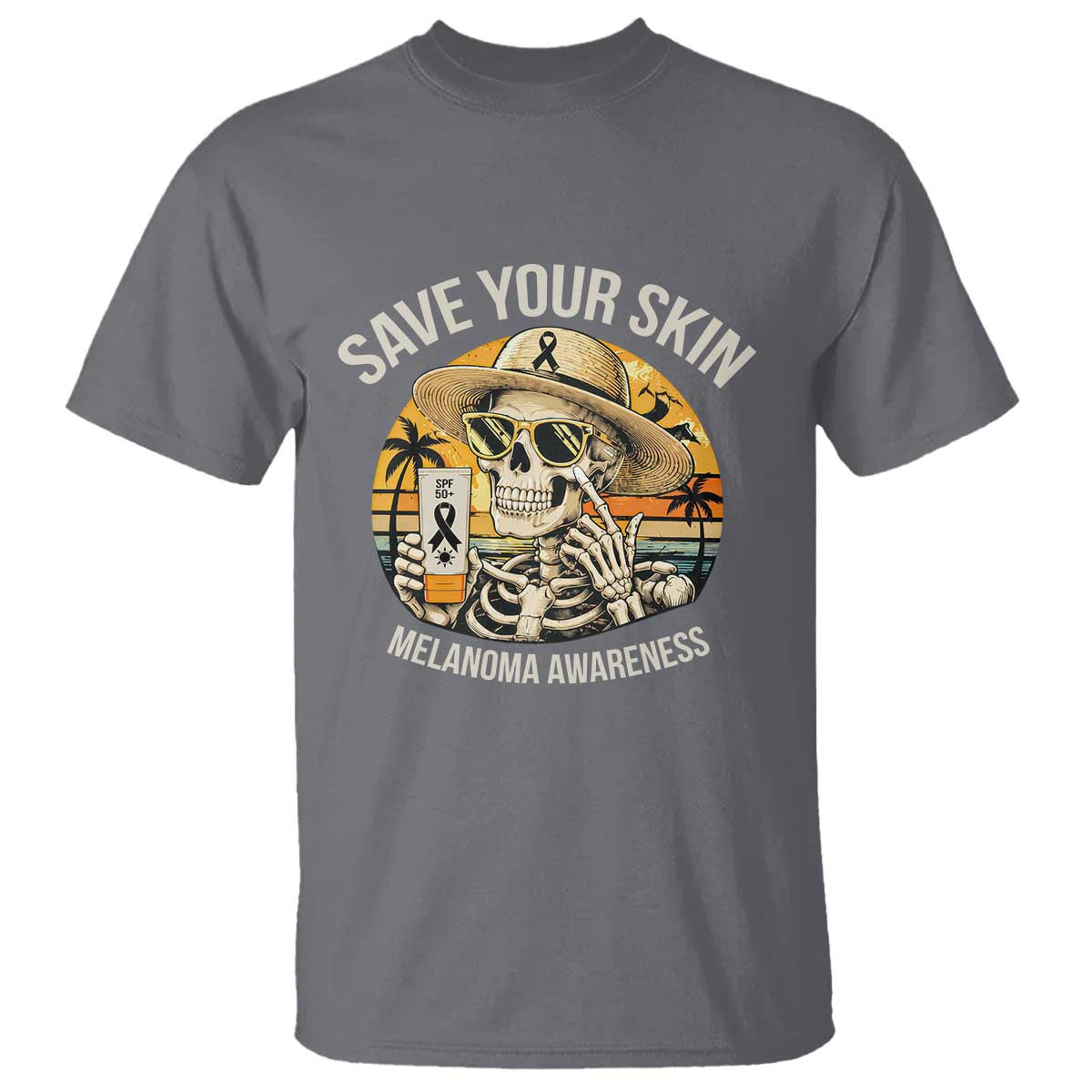 Funny Melanoma Cancer Graphic T Shirt Save Your Skin