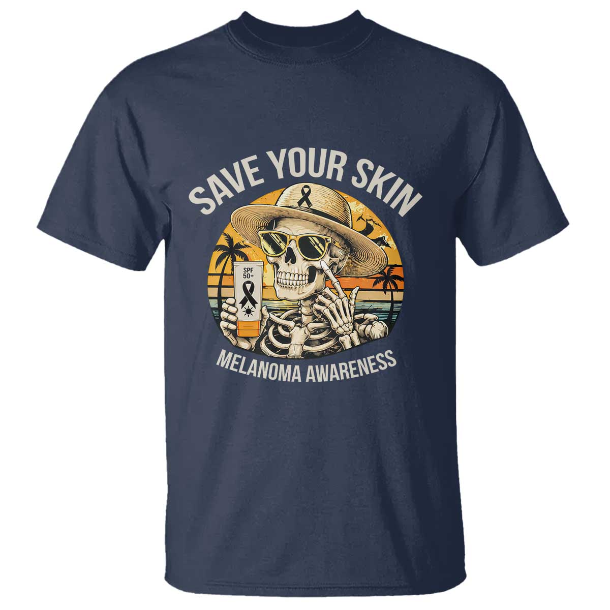 Funny Melanoma Cancer Graphic T Shirt Save Your Skin