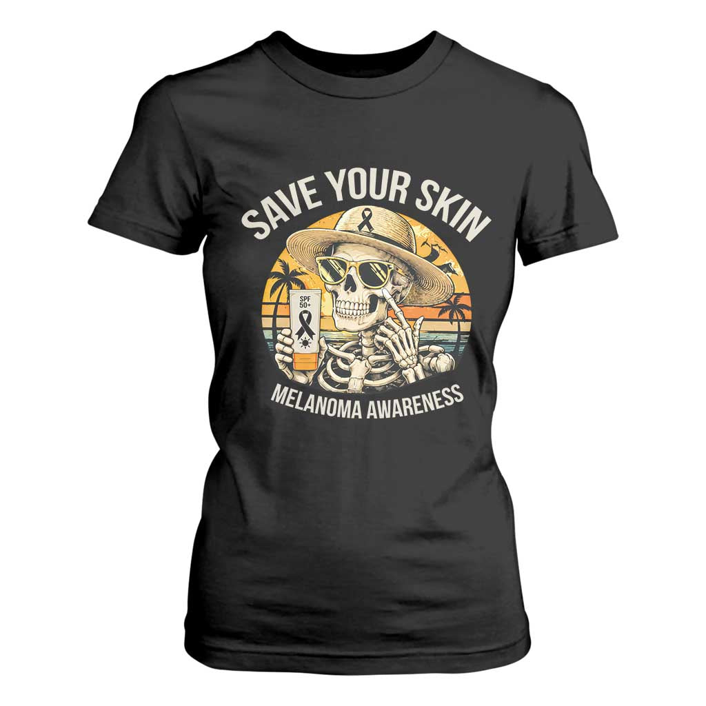 Funny Melanoma Cancer Graphic T Shirt For Women Save Your Skin