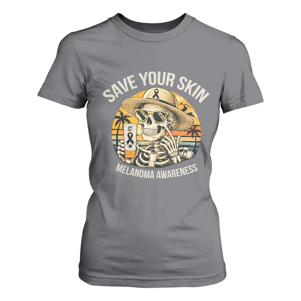 Funny Melanoma Cancer Graphic T Shirt For Women Save Your Skin