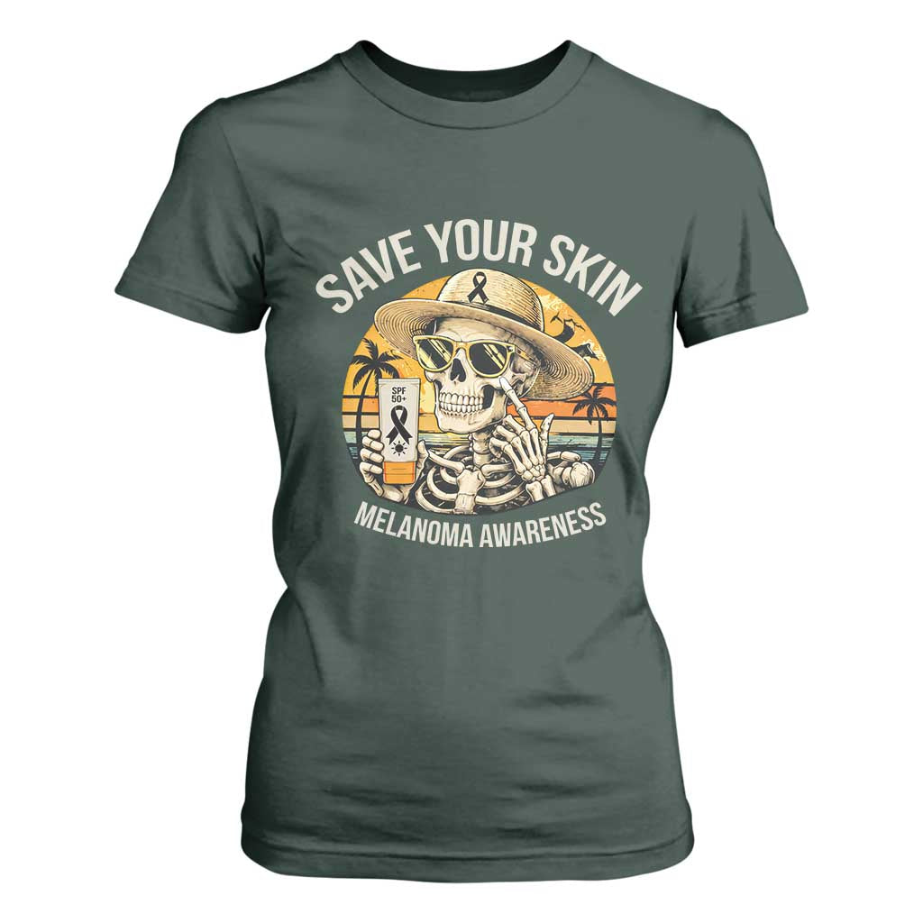 Funny Melanoma Cancer Graphic T Shirt For Women Save Your Skin
