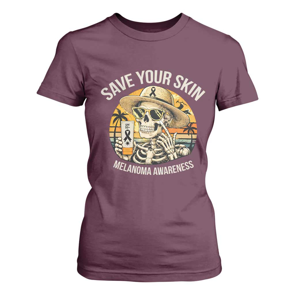 Funny Melanoma Cancer Graphic T Shirt For Women Save Your Skin