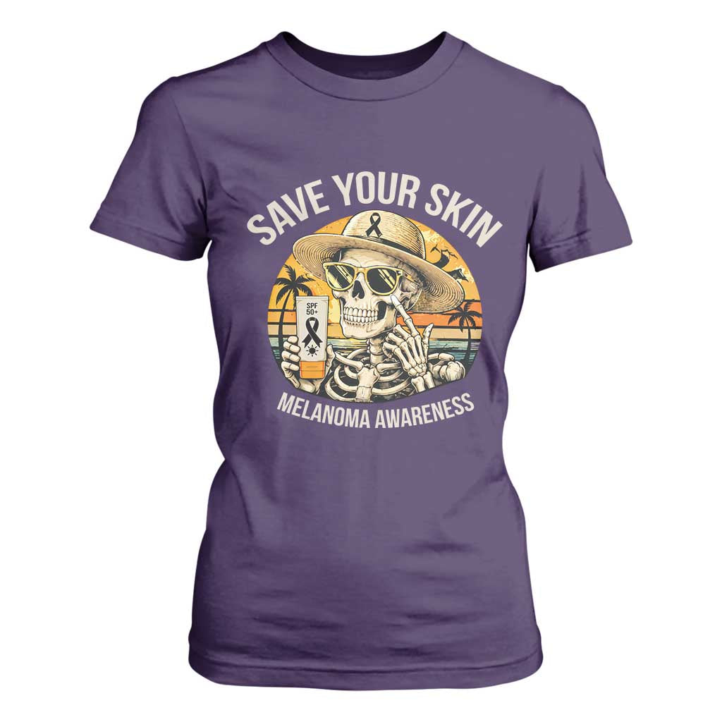 Funny Melanoma Cancer Graphic T Shirt For Women Save Your Skin