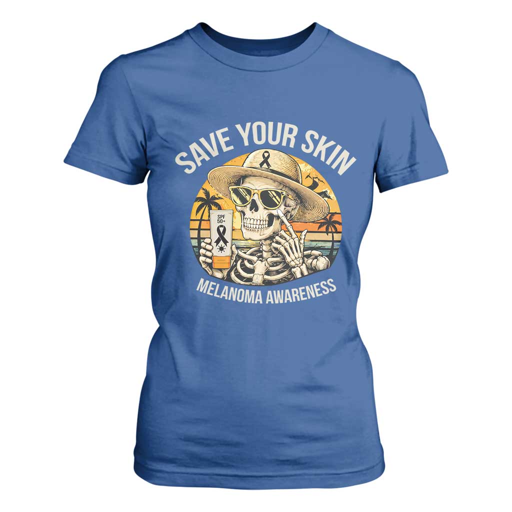 Funny Melanoma Cancer Graphic T Shirt For Women Save Your Skin