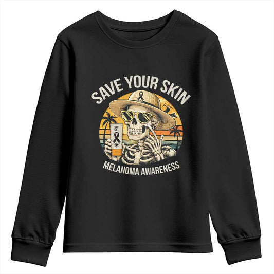 Funny Melanoma Cancer Graphic Youth Sweatshirt Save Your Skin