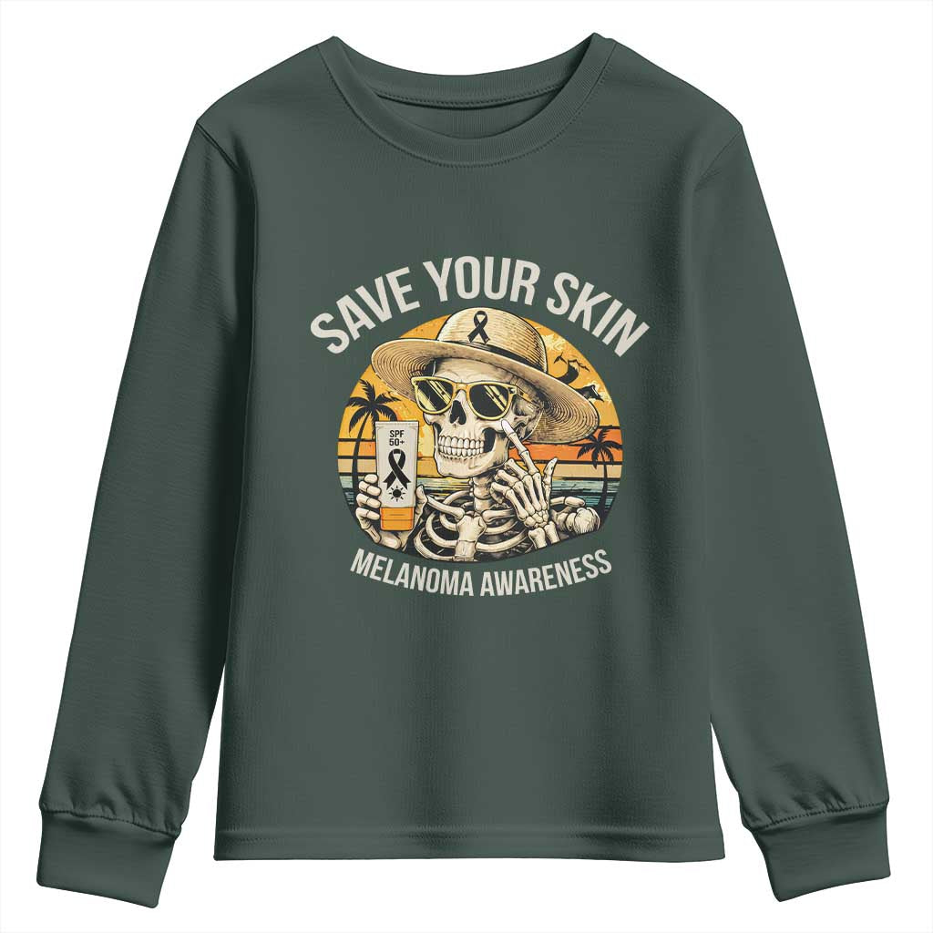 Funny Melanoma Cancer Graphic Youth Sweatshirt Save Your Skin