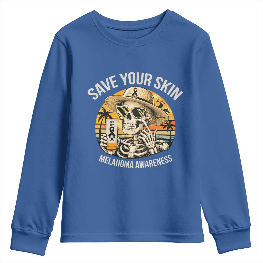 Funny Melanoma Cancer Graphic Youth Sweatshirt Save Your Skin