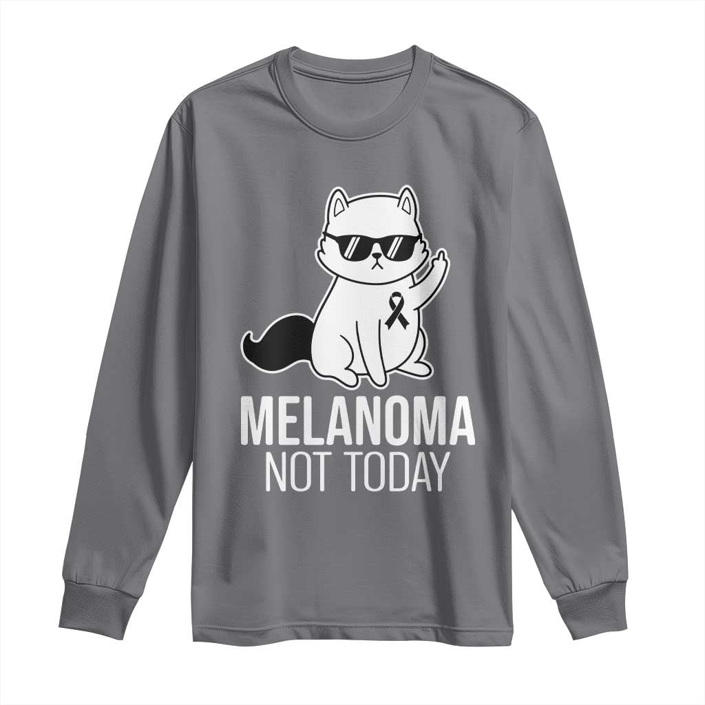 Funny Melanoma Fighter Cat Long Sleeve Shirt Not Today Skin Cancer