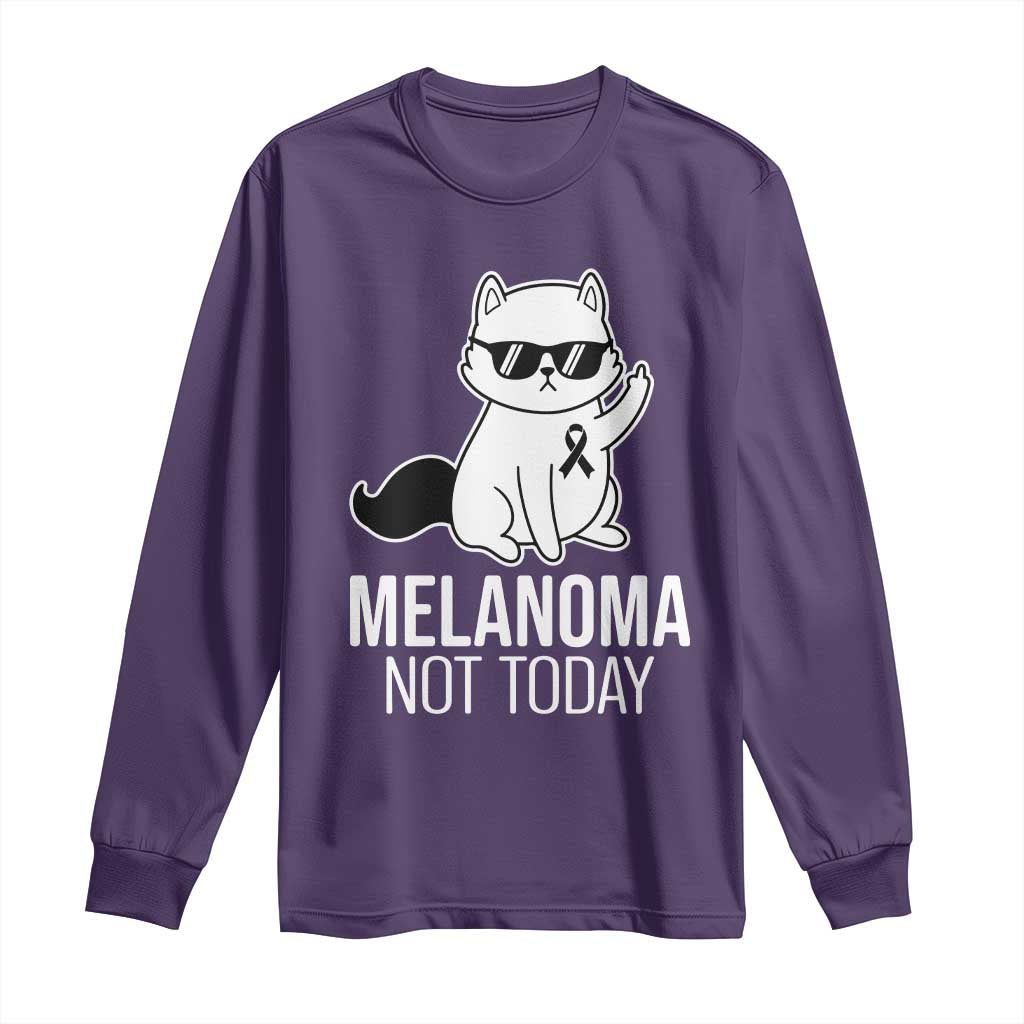 Funny Melanoma Fighter Cat Long Sleeve Shirt Not Today Skin Cancer