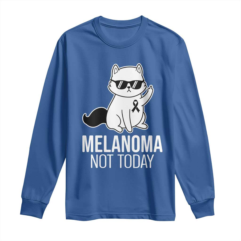Funny Melanoma Fighter Cat Long Sleeve Shirt Not Today Skin Cancer