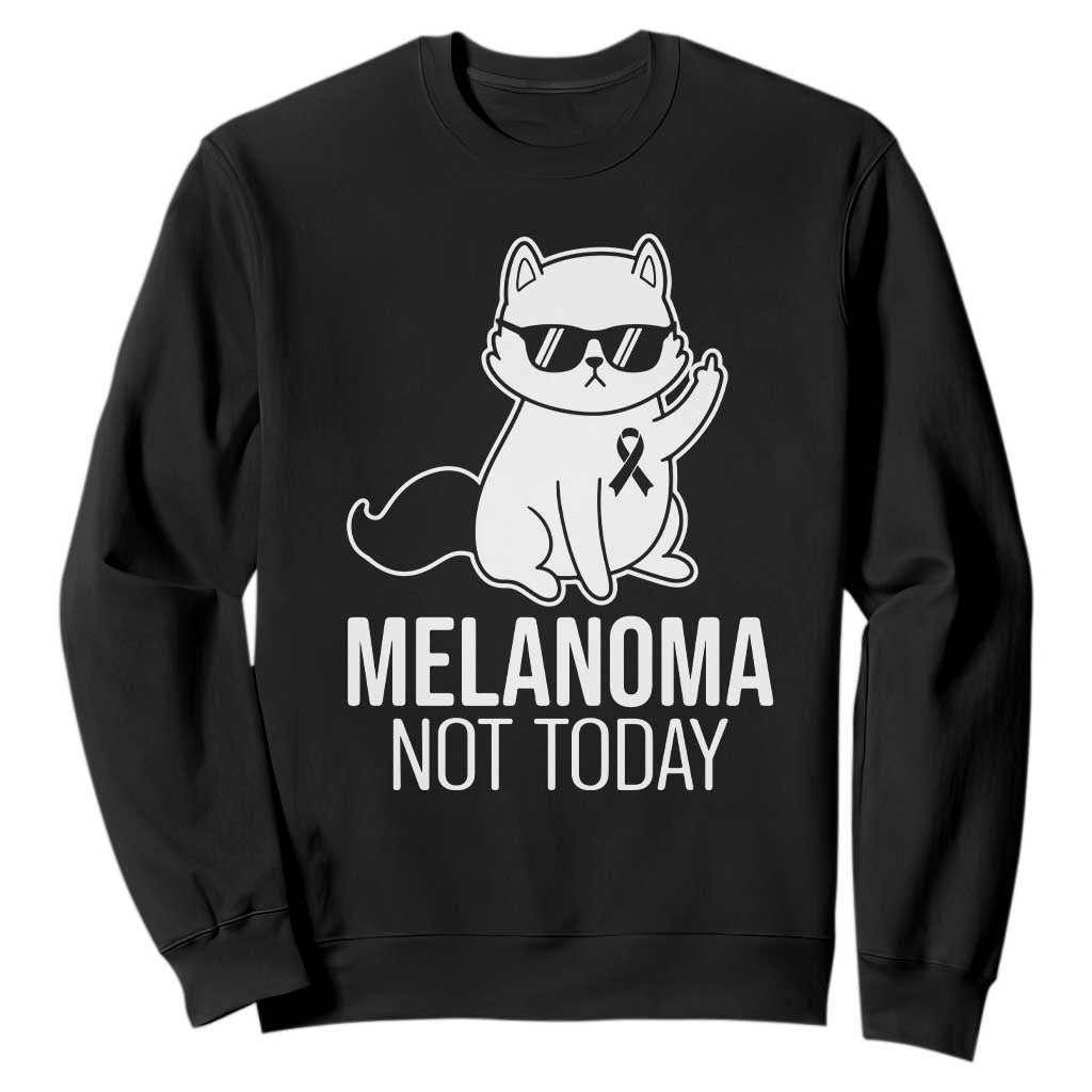 Funny Melanoma Fighter Cat Sweatshirt Not Today Skin Cancer