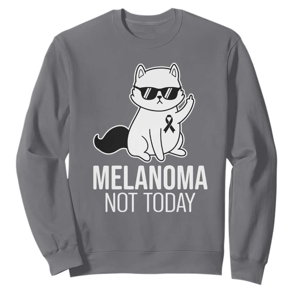 Funny Melanoma Fighter Cat Sweatshirt Not Today Skin Cancer