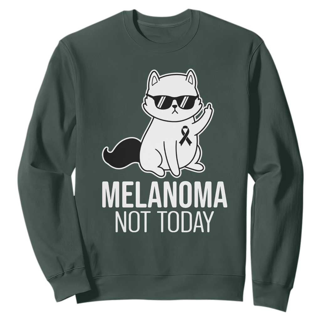 Funny Melanoma Fighter Cat Sweatshirt Not Today Skin Cancer