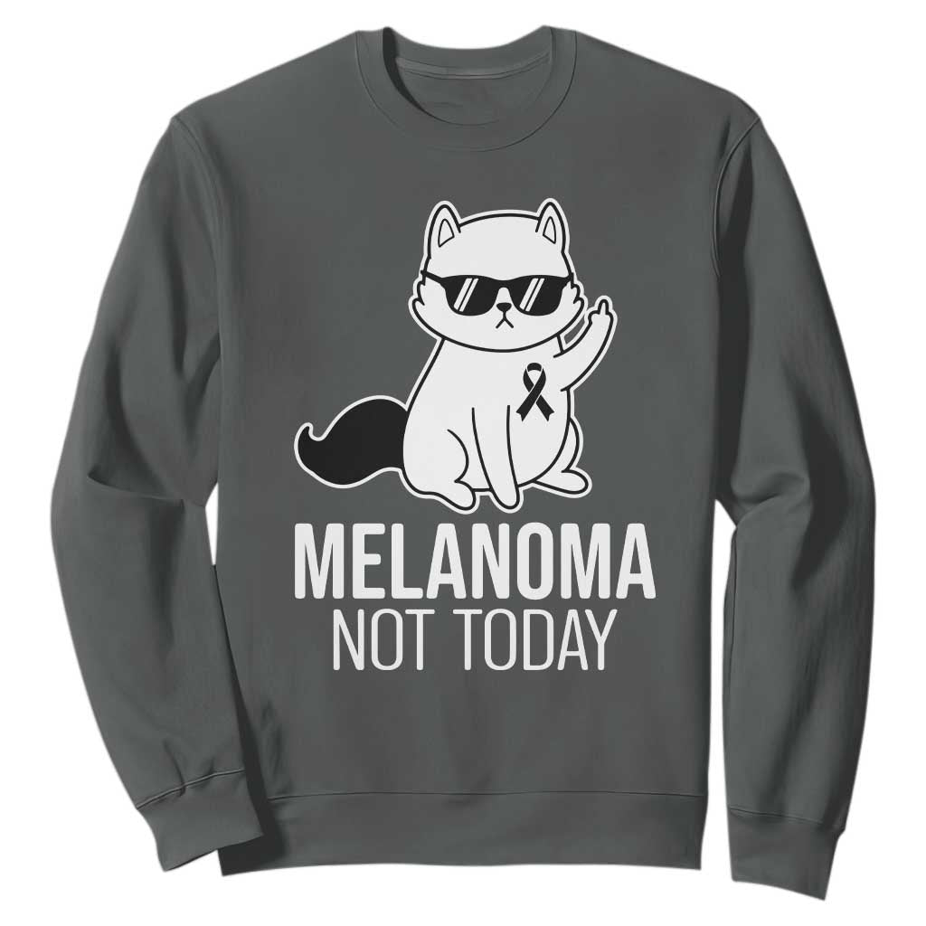 Funny Melanoma Fighter Cat Sweatshirt Not Today Skin Cancer