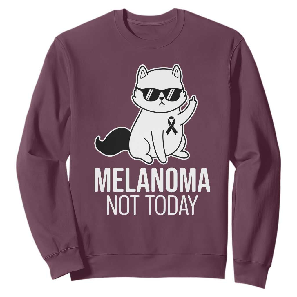 Funny Melanoma Fighter Cat Sweatshirt Not Today Skin Cancer