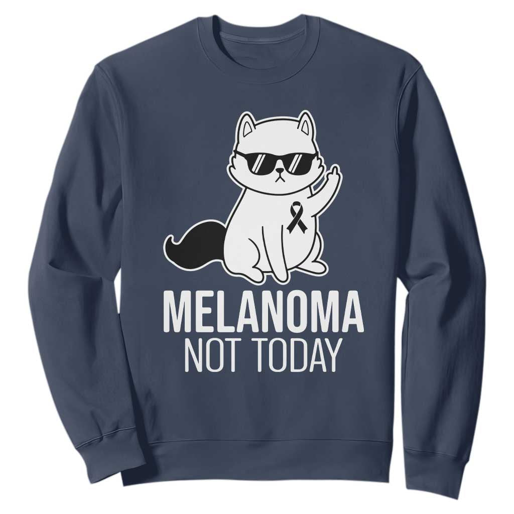 Funny Melanoma Fighter Cat Sweatshirt Not Today Skin Cancer