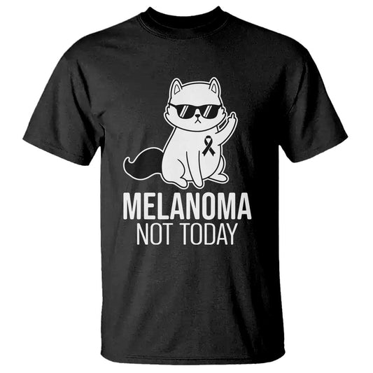 Funny Melanoma Fighter Cat T Shirt Not Today Skin Cancer