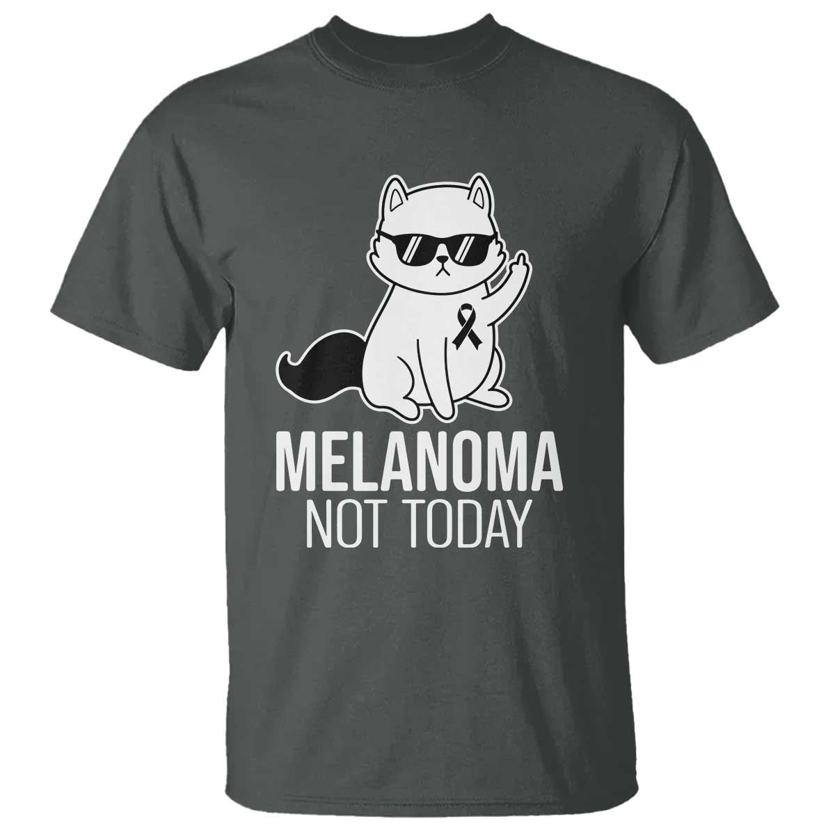 Funny Melanoma Fighter Cat T Shirt Not Today Skin Cancer